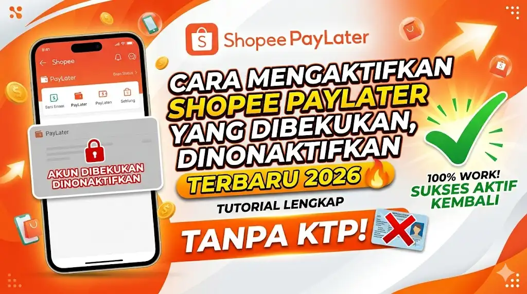 Cara Mengaktifkan Shopee PayLater yang Dibekukan, Dinonaktifkan, Tanpa KTP (Terbaru 2026)