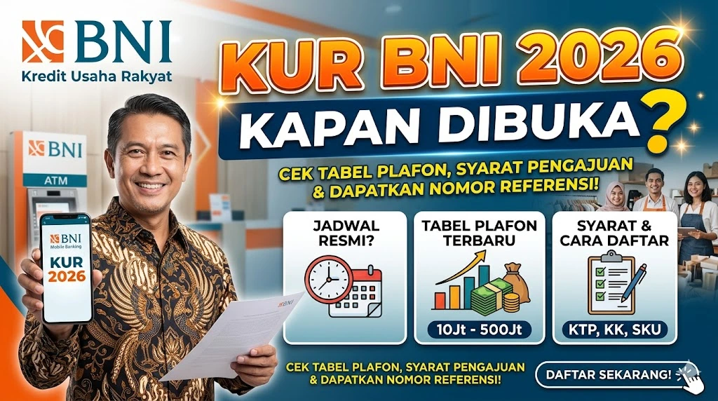 KUR BNI 2026 Kapan Dibuka? Cek Tabel Plafon, Nomor Referensi & Syarat Pengajuan