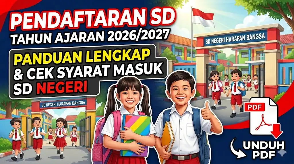 PENDAFTARAN SD 2026/2027. Panduan Lengkap dan Cek Syarat Masuk SD Negeri PDF