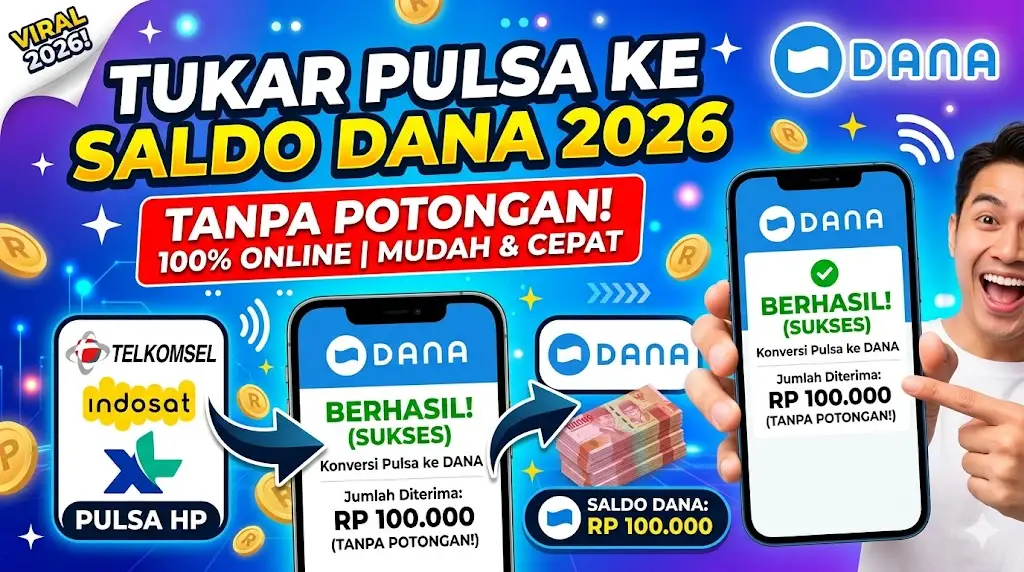 Cara Tukar Pulsa ke Saldo DANA 2026 Tanpa Potongan Lewat Online
