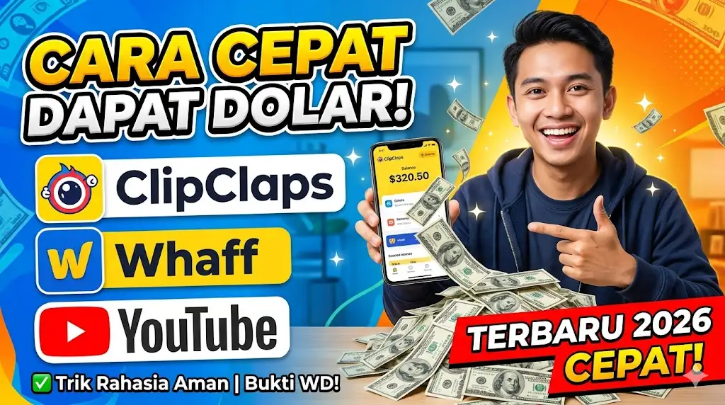 cara cepat dapat dolar di clipclaps, whaff dan youtube terbaru 2026